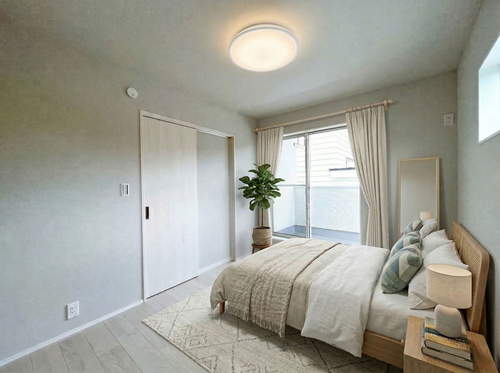 主寝室の壁(１面のみ)はお好みのアクセントクロスを選べます♪