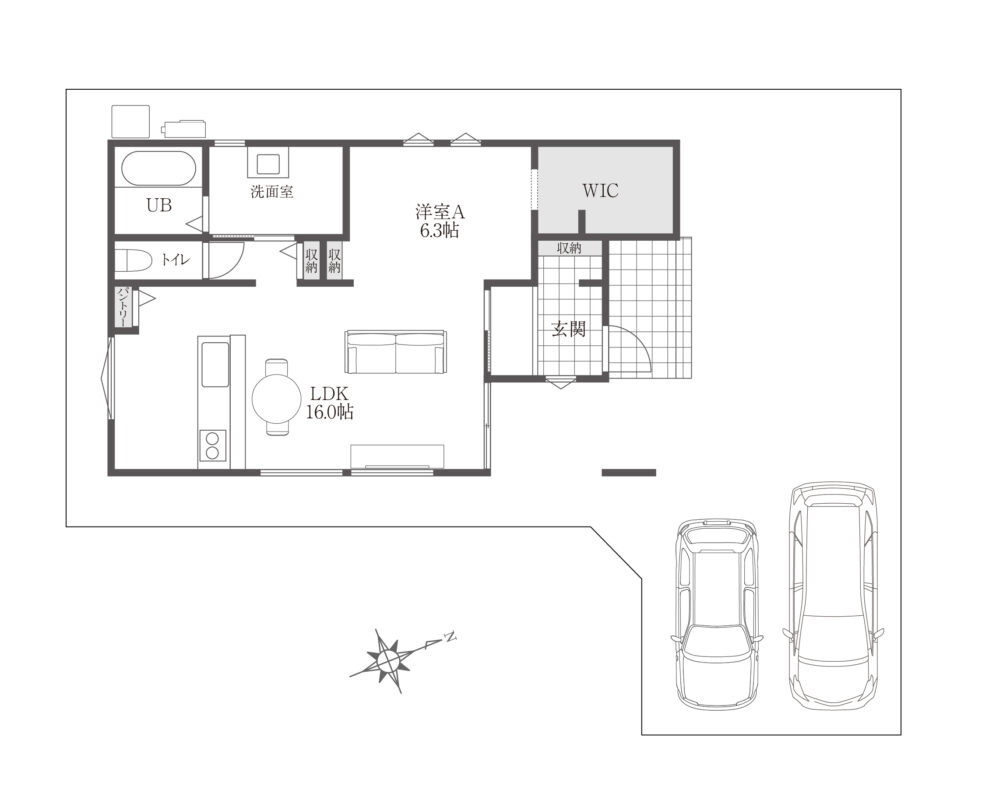 No.４の平屋参考プラン（延床17坪）