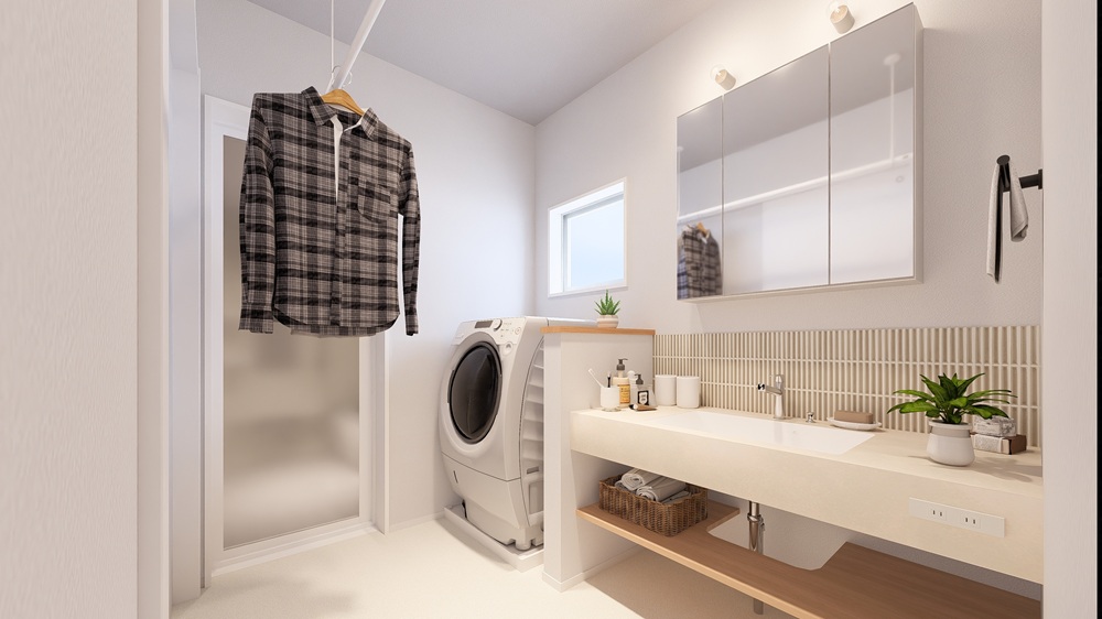 温かみのある造作洗面台