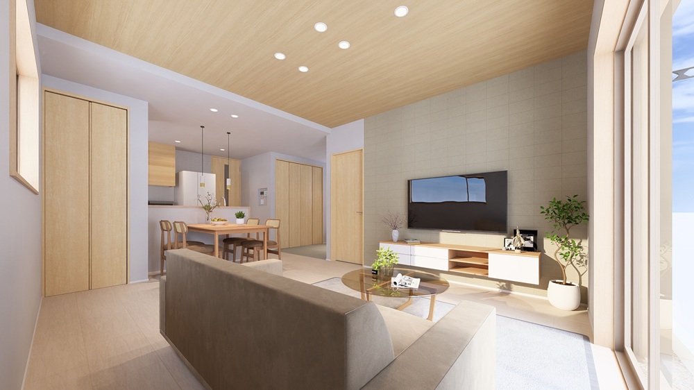 天井高2.5ｍの開放的なリビング