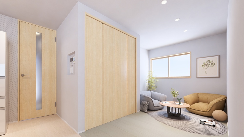 LDKの一部に洋室にもなるスペースを確保