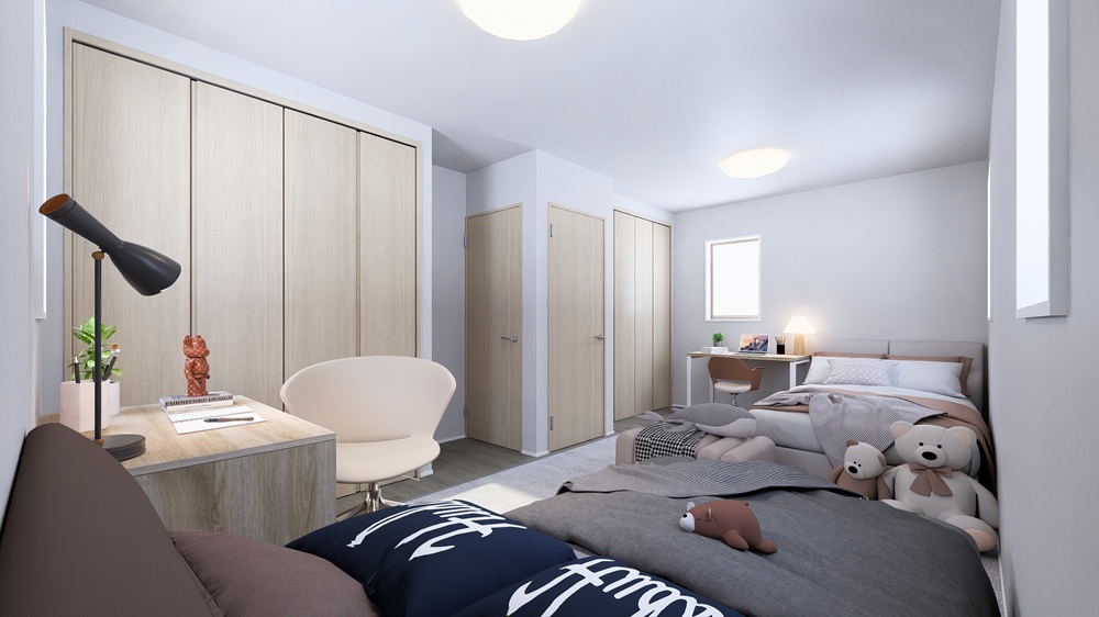 間仕切り可能な２部屋続きの洋室