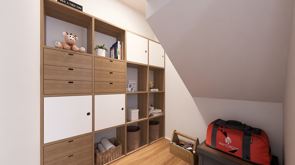 LDK 内には階段下を有効活用したWIC を設計