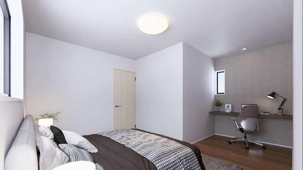 ８帖の主寝室は書斎カウンター付き